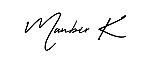 The AmerikaSignatureDemo-Regular font transforms the name Manbir K into an executive sign with sharp precision and distinguished character. Manbir K signature style 3 images and pictures png