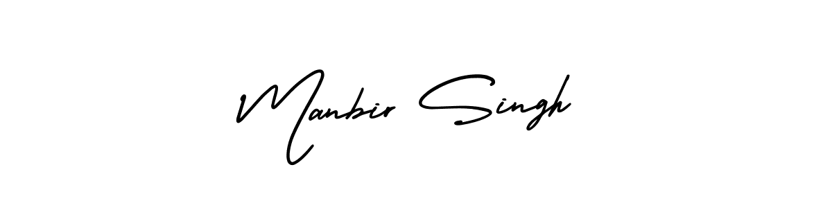 You should practise on your own different ways (AmerikaSignatureDemo-Regular) to write your name (Manbir Singh) in signature. don't let someone else do it for you. Manbir Singh signature style 3 images and pictures png