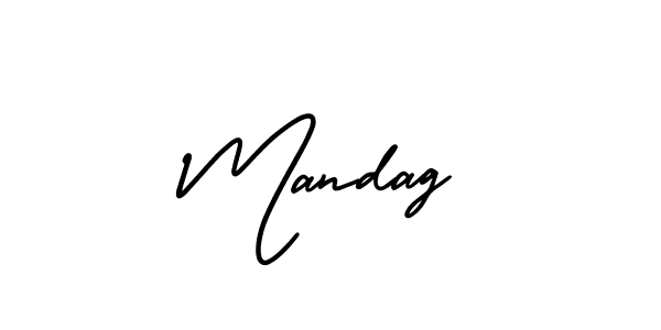 AmerikaSignatureDemo-Regular is a professional signature style that is perfect for those who want to add a touch of class to their signature. It is also a great choice for those who want to make their signature more unique. Get Mandag name to fancy signature for free. Mandag signature style 3 images and pictures png