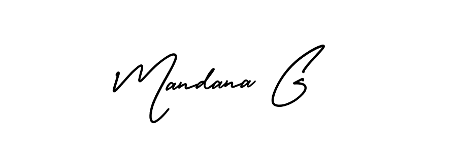 The best way (AmerikaSignatureDemo-Regular) to make a short signature is to pick only two or three words in your name. The name Mandana G include a total of six letters. For converting this name. Mandana G signature style 3 images and pictures png