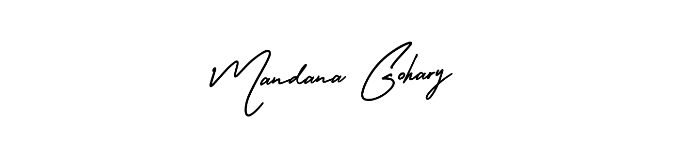 The best way (AmerikaSignatureDemo-Regular) to make a short signature is to pick only two or three words in your name. The name Mandana Gohary include a total of six letters. For converting this name. Mandana Gohary signature style 3 images and pictures png