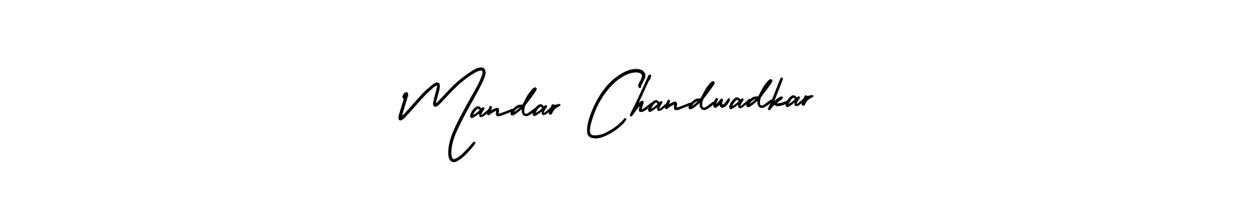 You should practise on your own different ways (AmerikaSignatureDemo-Regular) to write your name (Mandar Chandwadkar) in signature. don't let someone else do it for you. Mandar Chandwadkar signature style 3 images and pictures png