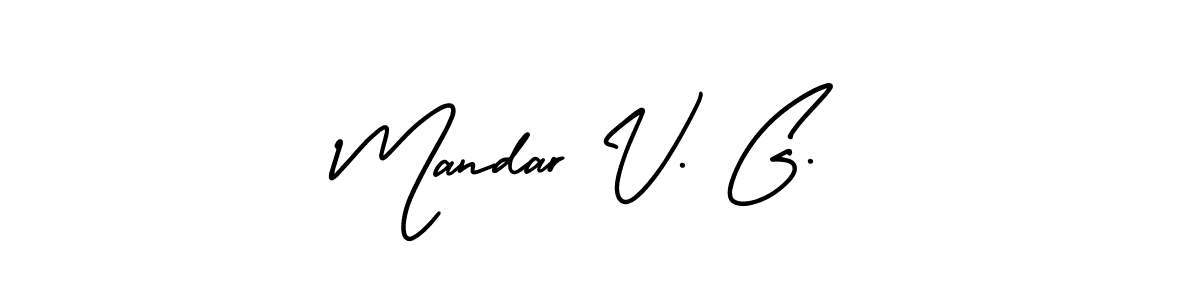 How to make Mandar V. G. name signature. Use AmerikaSignatureDemo-Regular style for creating short signs online. This is the latest handwritten sign. Mandar V. G. signature style 3 images and pictures png