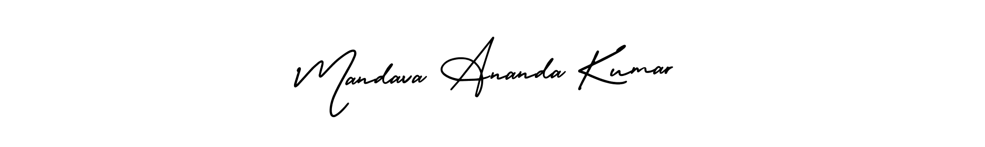 The best way (AmerikaSignatureDemo-Regular) to make a short signature is to pick only two or three words in your name. The name Mandava Ananda Kumar include a total of six letters. For converting this name. Mandava Ananda Kumar signature style 3 images and pictures png