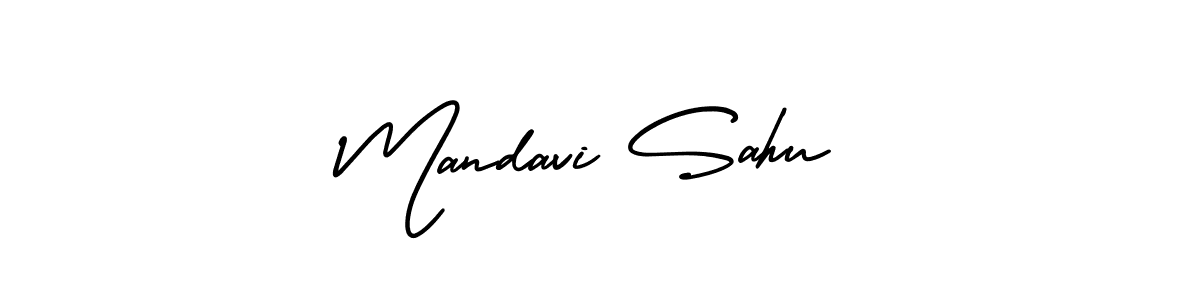 The best way (AmerikaSignatureDemo-Regular) to make a short signature is to pick only two or three words in your name. The name Mandavi Sahu include a total of six letters. For converting this name. Mandavi Sahu signature style 3 images and pictures png