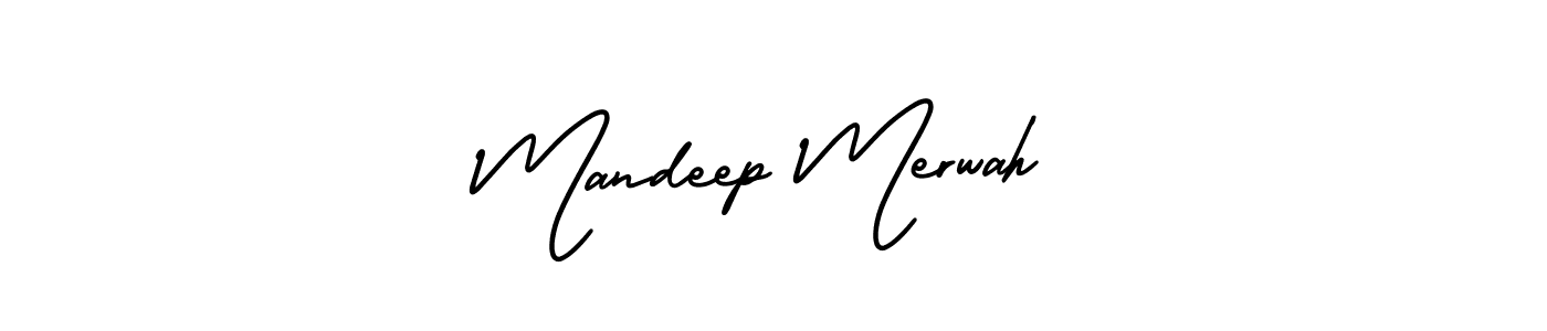 You should practise on your own different ways (AmerikaSignatureDemo-Regular) to write your name (Mandeep Merwah) in signature. don't let someone else do it for you. Mandeep Merwah signature style 3 images and pictures png