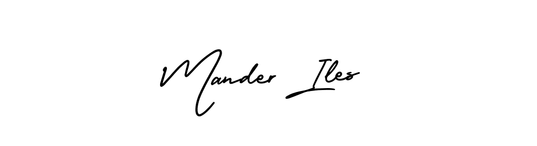 Use a signature maker to create a handwritten signature online. With this signature software, you can design (AmerikaSignatureDemo-Regular) your own signature for name Mander Iles. Mander Iles signature style 3 images and pictures png