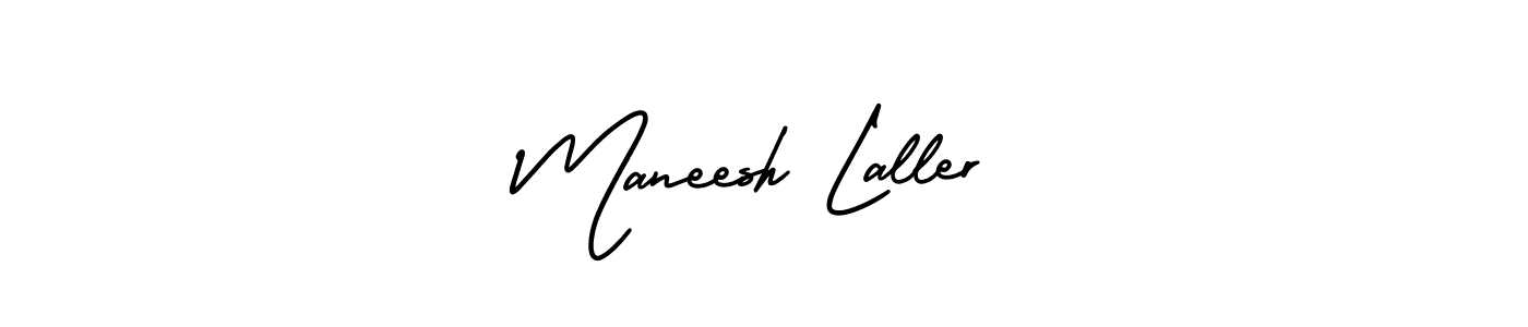 The best way (AmerikaSignatureDemo-Regular) to make a short signature is to pick only two or three words in your name. The name Maneesh Laller include a total of six letters. For converting this name. Maneesh Laller signature style 3 images and pictures png