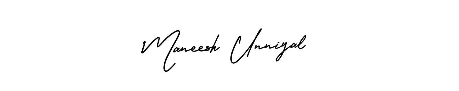Also You can easily find your signature by using the search form. We will create Maneesh Unniyal name handwritten signature images for you free of cost using AmerikaSignatureDemo-Regular sign style. Maneesh Unniyal signature style 3 images and pictures png