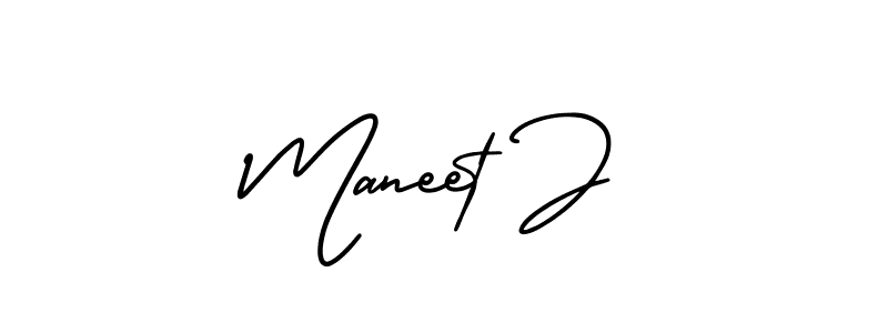 AmerikaSignatureDemo-Regular is a professional signature style that is perfect for those who want to add a touch of class to their signature. It is also a great choice for those who want to make their signature more unique. Get Maneet J name to fancy signature for free. Maneet J signature style 3 images and pictures png