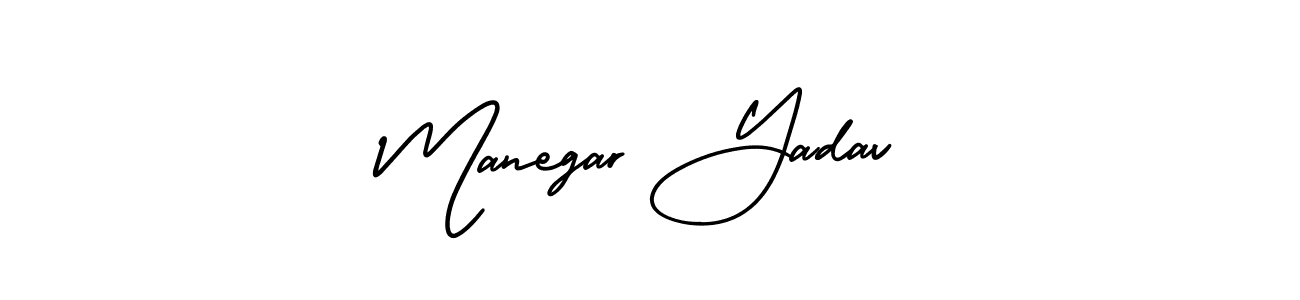 This is the best signature style for the Manegar Yadav name. Also you like these signature font (AmerikaSignatureDemo-Regular). Mix name signature. Manegar Yadav signature style 3 images and pictures png
