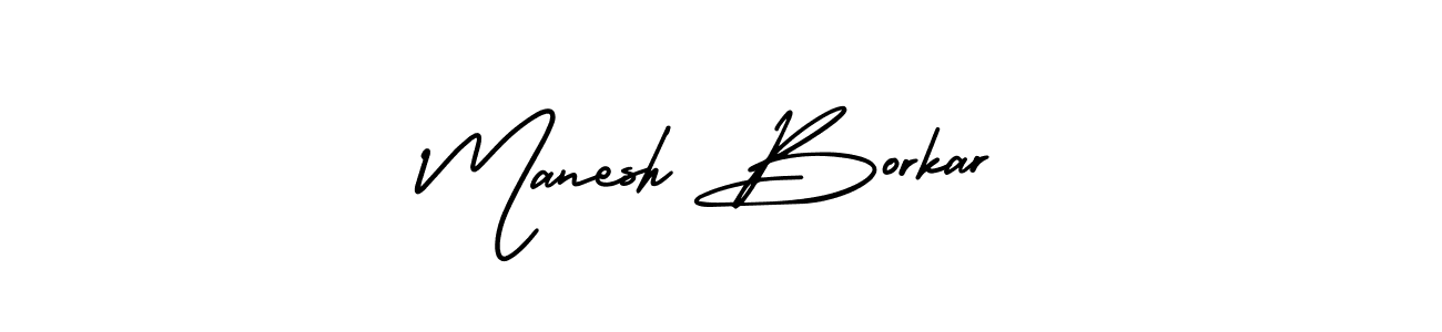 Manesh Borkar stylish signature style. Best Handwritten Sign (AmerikaSignatureDemo-Regular) for my name. Handwritten Signature Collection Ideas for my name Manesh Borkar. Manesh Borkar signature style 3 images and pictures png