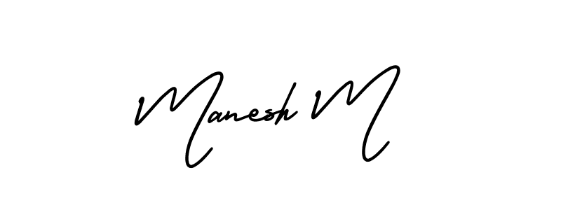 Also You can easily find your signature by using the search form. We will create Manesh M name handwritten signature images for you free of cost using AmerikaSignatureDemo-Regular sign style. Manesh M signature style 3 images and pictures png