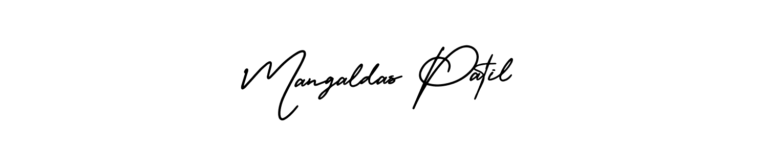 You should practise on your own different ways (AmerikaSignatureDemo-Regular) to write your name (Mangaldas Patil) in signature. don't let someone else do it for you. Mangaldas Patil signature style 3 images and pictures png