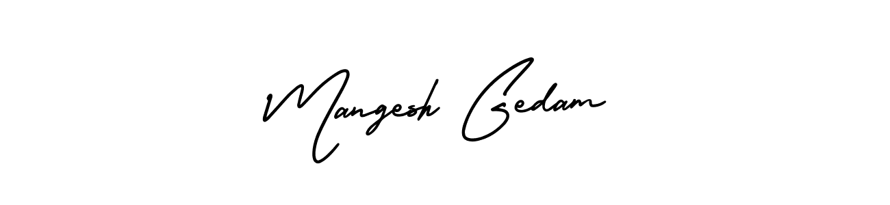 This is the best signature style for the Mangesh Gedam name. Also you like these signature font (AmerikaSignatureDemo-Regular). Mix name signature. Mangesh Gedam signature style 3 images and pictures png