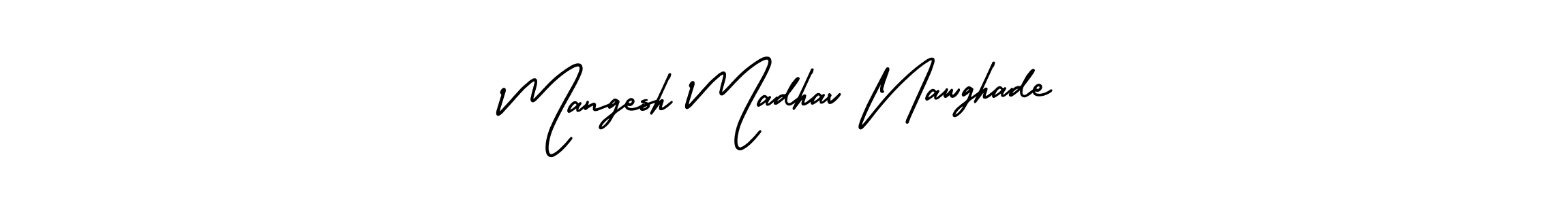 You should practise on your own different ways (AmerikaSignatureDemo-Regular) to write your name (Mangesh Madhav Nawghade) in signature. don't let someone else do it for you. Mangesh Madhav Nawghade signature style 3 images and pictures png