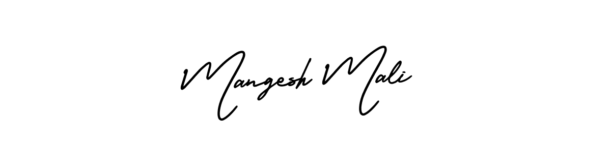 You should practise on your own different ways (AmerikaSignatureDemo-Regular) to write your name (Mangesh Mali) in signature. don't let someone else do it for you. Mangesh Mali signature style 3 images and pictures png