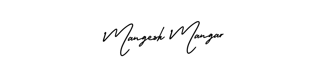 The best way (AmerikaSignatureDemo-Regular) to make a short signature is to pick only two or three words in your name. The name Mangesh Mangar include a total of six letters. For converting this name. Mangesh Mangar signature style 3 images and pictures png