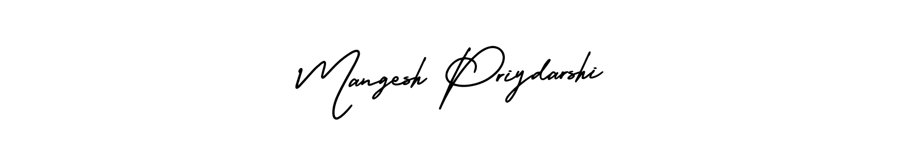 You should practise on your own different ways (AmerikaSignatureDemo-Regular) to write your name (Mangesh Priydarshi) in signature. don't let someone else do it for you. Mangesh Priydarshi signature style 3 images and pictures png