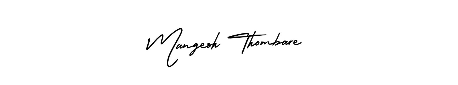 The best way (AmerikaSignatureDemo-Regular) to make a short signature is to pick only two or three words in your name. The name Mangesh Thombare include a total of six letters. For converting this name. Mangesh Thombare signature style 3 images and pictures png