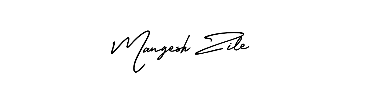 How to make Mangesh Zile name signature. Use AmerikaSignatureDemo-Regular style for creating short signs online. This is the latest handwritten sign. Mangesh Zile signature style 3 images and pictures png