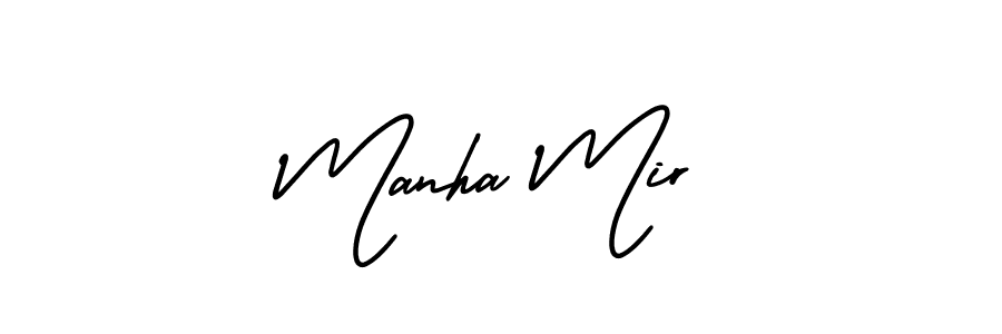 if you are searching for the best signature style for your name Manha Mir. so please give up your signature search. here we have designed multiple signature styles  using AmerikaSignatureDemo-Regular. Manha Mir signature style 3 images and pictures png