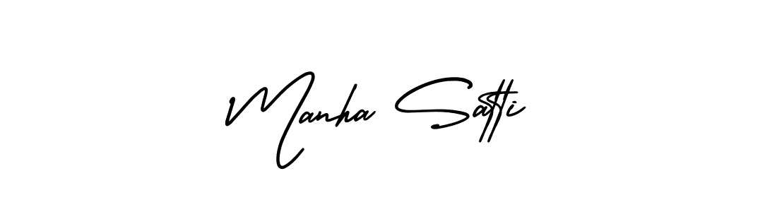 Manha Satti stylish signature style. Best Handwritten Sign (AmerikaSignatureDemo-Regular) for my name. Handwritten Signature Collection Ideas for my name Manha Satti. Manha Satti signature style 3 images and pictures png