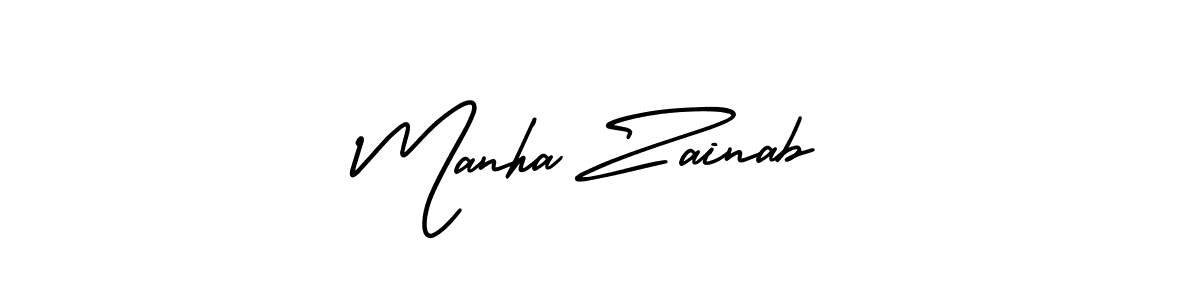 It looks lik you need a new signature style for name Manha Zainab. Design unique handwritten (AmerikaSignatureDemo-Regular) signature with our free signature maker in just a few clicks. Manha Zainab signature style 3 images and pictures png