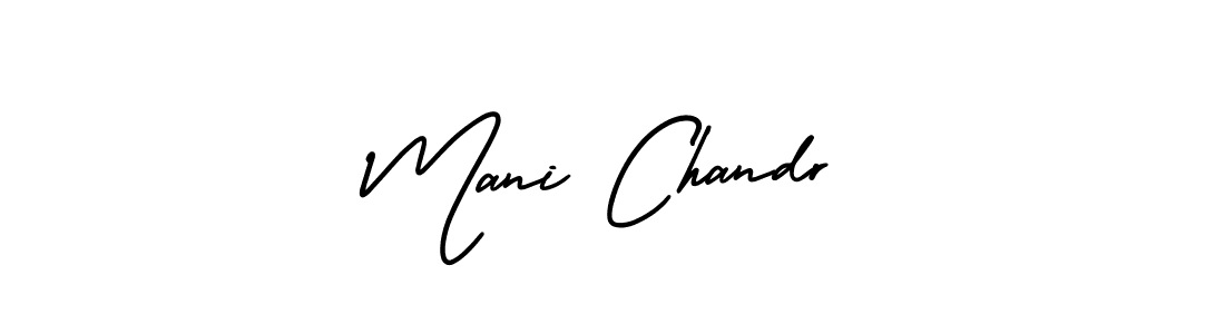 You should practise on your own different ways (AmerikaSignatureDemo-Regular) to write your name (Mani Chandr) in signature. don't let someone else do it for you. Mani Chandr signature style 3 images and pictures png