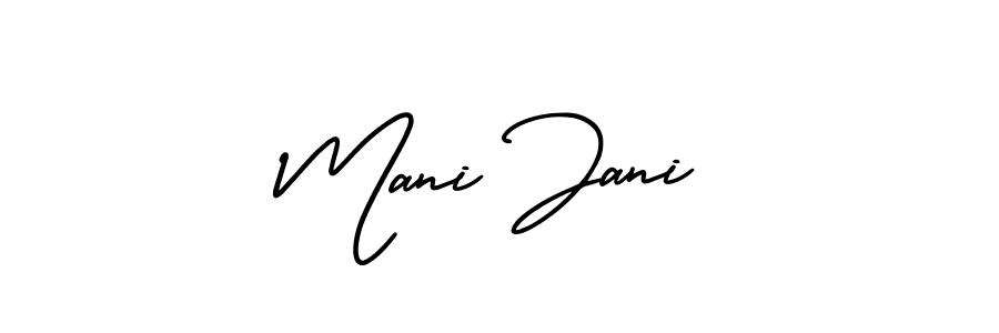 The best way (AmerikaSignatureDemo-Regular) to make a short signature is to pick only two or three words in your name. The name Mani Jani include a total of six letters. For converting this name. Mani Jani signature style 3 images and pictures png