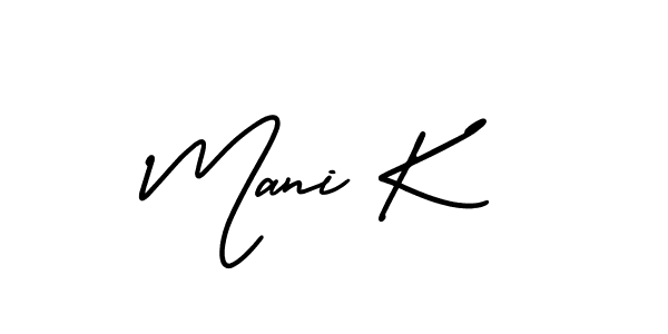 It looks lik you need a new signature style for name Mani K. Design unique handwritten (AmerikaSignatureDemo-Regular) signature with our free signature maker in just a few clicks. Mani K signature style 3 images and pictures png