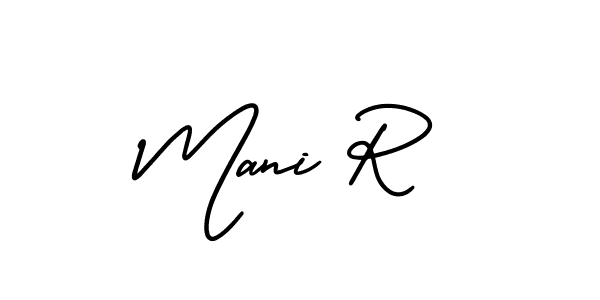 You should practise on your own different ways (AmerikaSignatureDemo-Regular) to write your name (Mani R) in signature. don't let someone else do it for you. Mani R signature style 3 images and pictures png