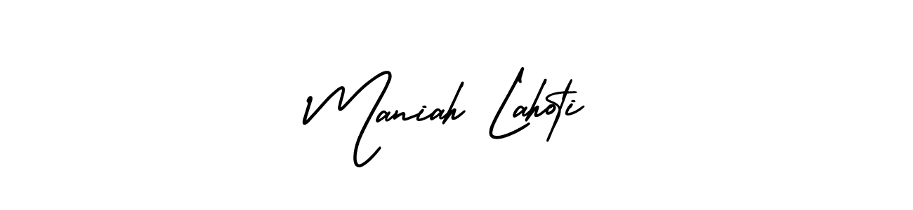 Similarly AmerikaSignatureDemo-Regular is the best handwritten signature design. Signature creator online .You can use it as an online autograph creator for name Maniah Lahoti. Maniah Lahoti signature style 3 images and pictures png