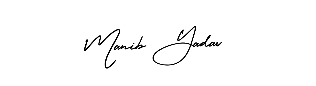 Similarly AmerikaSignatureDemo-Regular is the best handwritten signature design. Signature creator online .You can use it as an online autograph creator for name Manib Yadav. Manib Yadav signature style 3 images and pictures png