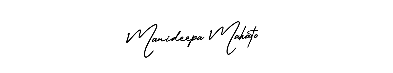 The best way (AmerikaSignatureDemo-Regular) to make a short signature is to pick only two or three words in your name. The name Manideepa Mahato include a total of six letters. For converting this name. Manideepa Mahato signature style 3 images and pictures png