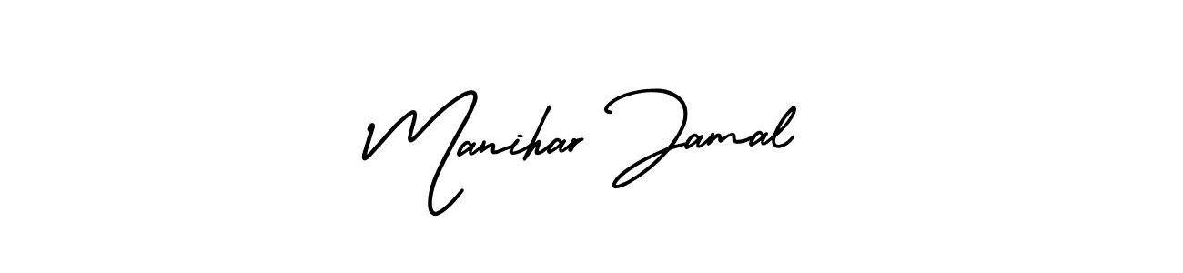 AmerikaSignatureDemo-Regular is a professional signature style that is perfect for those who want to add a touch of class to their signature. It is also a great choice for those who want to make their signature more unique. Get Manihar Jamal name to fancy signature for free. Manihar Jamal signature style 3 images and pictures png