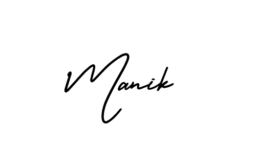 Make a beautiful signature design for name Manik. With this signature (AmerikaSignatureDemo-Regular) style, you can create a handwritten signature for free. Manik signature style 3 images and pictures png