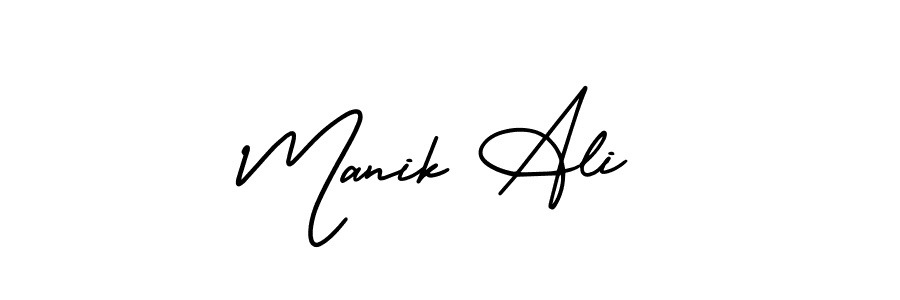 This is the best signature style for the Manik Ali name. Also you like these signature font (AmerikaSignatureDemo-Regular). Mix name signature. Manik Ali signature style 3 images and pictures png