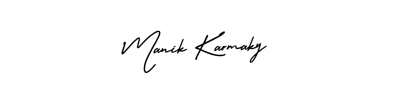 How to make Manik Karmaky name signature. Use AmerikaSignatureDemo-Regular style for creating short signs online. This is the latest handwritten sign. Manik Karmaky signature style 3 images and pictures png