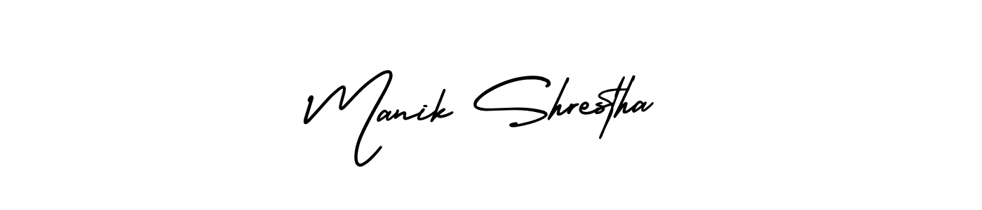 Similarly AmerikaSignatureDemo-Regular is the best handwritten signature design. Signature creator online .You can use it as an online autograph creator for name Manik Shrestha. Manik Shrestha signature style 3 images and pictures png