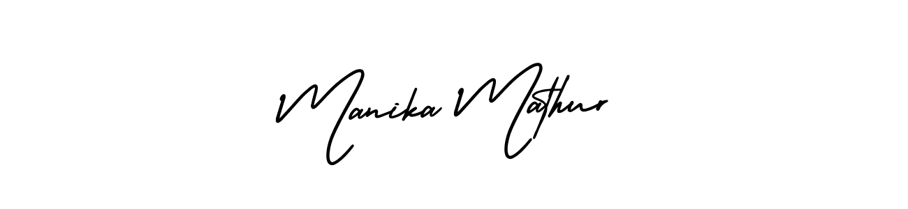 The best way (AmerikaSignatureDemo-Regular) to make a short signature is to pick only two or three words in your name. The name Manika Mathur include a total of six letters. For converting this name. Manika Mathur signature style 3 images and pictures png