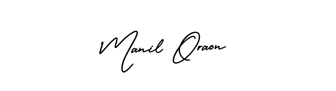 Manil Oraon stylish signature style. Best Handwritten Sign (AmerikaSignatureDemo-Regular) for my name. Handwritten Signature Collection Ideas for my name Manil Oraon. Manil Oraon signature style 3 images and pictures png