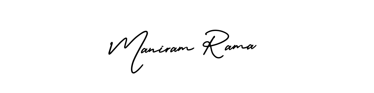 The best way (AmerikaSignatureDemo-Regular) to make a short signature is to pick only two or three words in your name. The name Maniram Rama include a total of six letters. For converting this name. Maniram Rama signature style 3 images and pictures png
