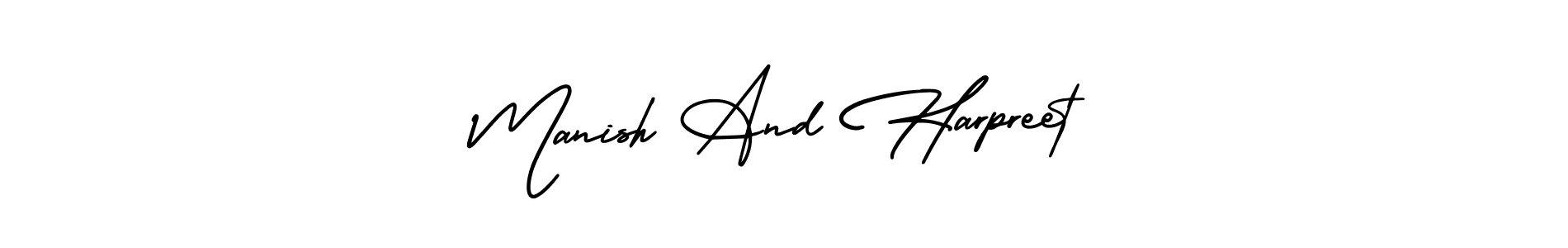 Make a beautiful signature design for name Manish And Harpreet. With this signature (AmerikaSignatureDemo-Regular) style, you can create a handwritten signature for free. Manish And Harpreet signature style 3 images and pictures png