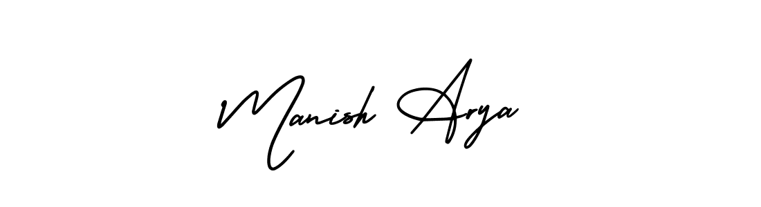 You should practise on your own different ways (AmerikaSignatureDemo-Regular) to write your name (Manish Arya) in signature. don't let someone else do it for you. Manish Arya signature style 3 images and pictures png