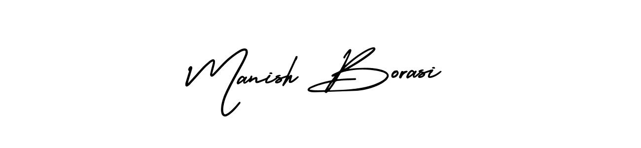 The best way (AmerikaSignatureDemo-Regular) to make a short signature is to pick only two or three words in your name. The name Manish Borasi include a total of six letters. For converting this name. Manish Borasi signature style 3 images and pictures png