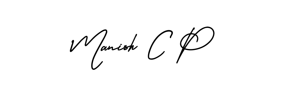 The best way (AmerikaSignatureDemo-Regular) to make a short signature is to pick only two or three words in your name. The name Manish C P include a total of six letters. For converting this name. Manish C P signature style 3 images and pictures png