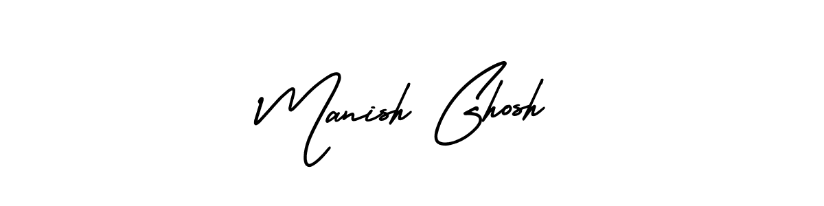 You should practise on your own different ways (AmerikaSignatureDemo-Regular) to write your name (Manish Ghosh) in signature. don't let someone else do it for you. Manish Ghosh signature style 3 images and pictures png