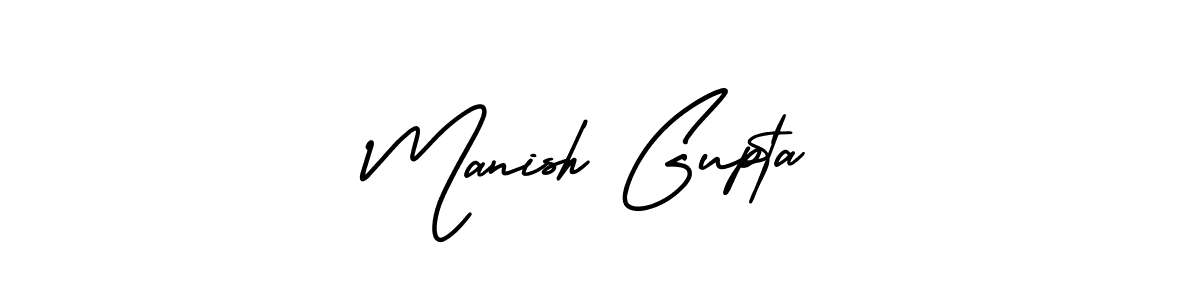 You should practise on your own different ways (AmerikaSignatureDemo-Regular) to write your name (Manish Gupta) in signature. don't let someone else do it for you. Manish Gupta signature style 3 images and pictures png