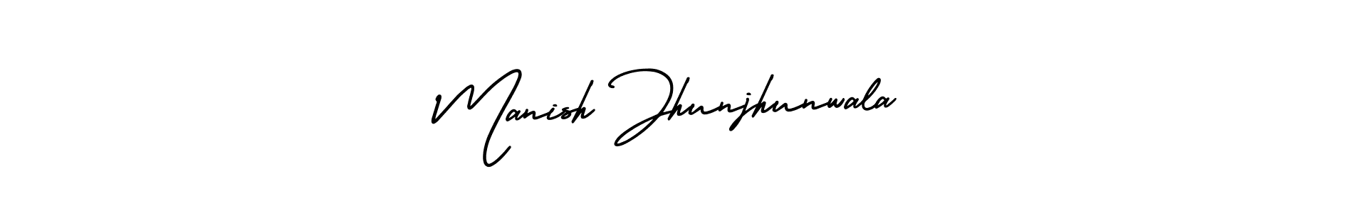 This is the best signature style for the Manish Jhunjhunwala name. Also you like these signature font (AmerikaSignatureDemo-Regular). Mix name signature. Manish Jhunjhunwala signature style 3 images and pictures png